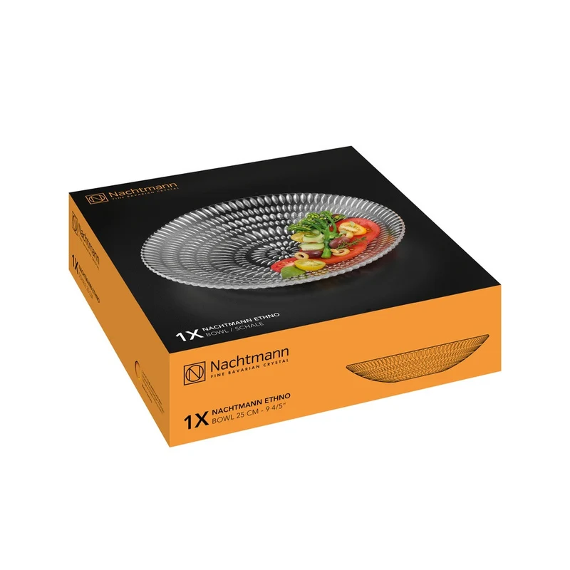 25 cm - Ethno Coppa Centro Tavola In Vetro Cristallino