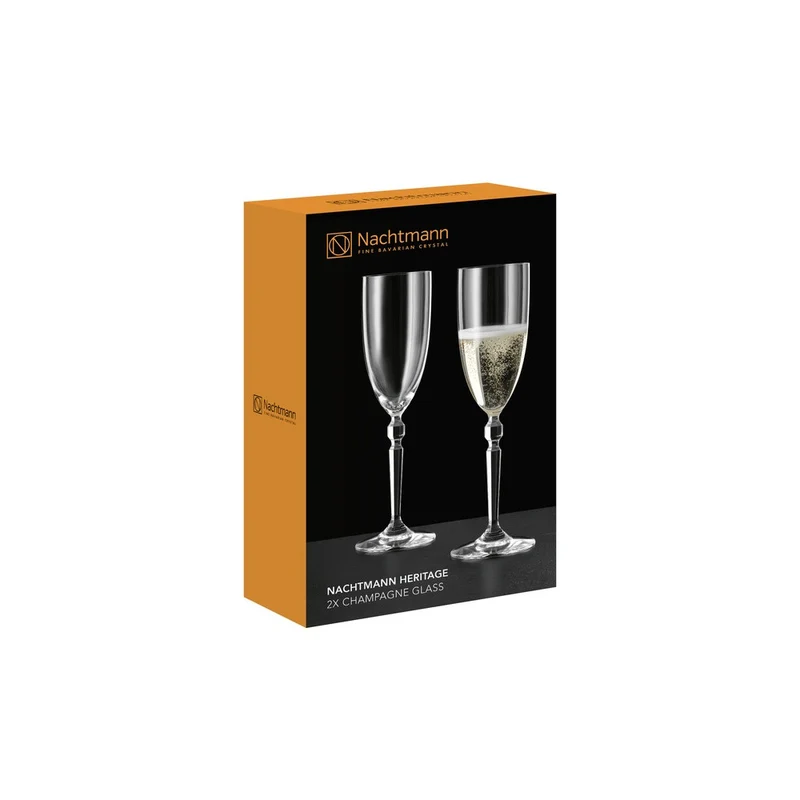 23 cl - Heritage Calice Flute Champagne In Vetro Cristallino - Set 2 Pz