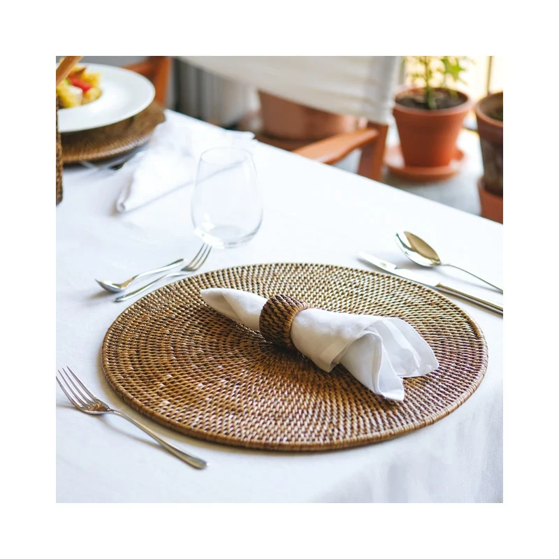 40 cm - Radici Tovaglietta Tavola Rotondo In Rattan
