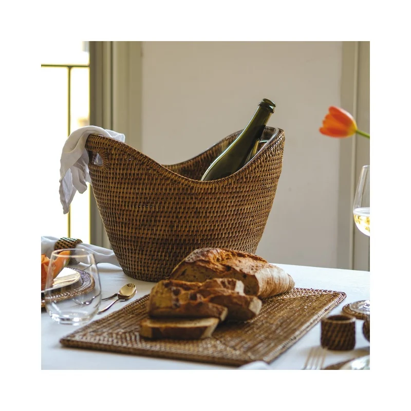 36.5x27.0 cm - Radici Secchio VIno In Rattan