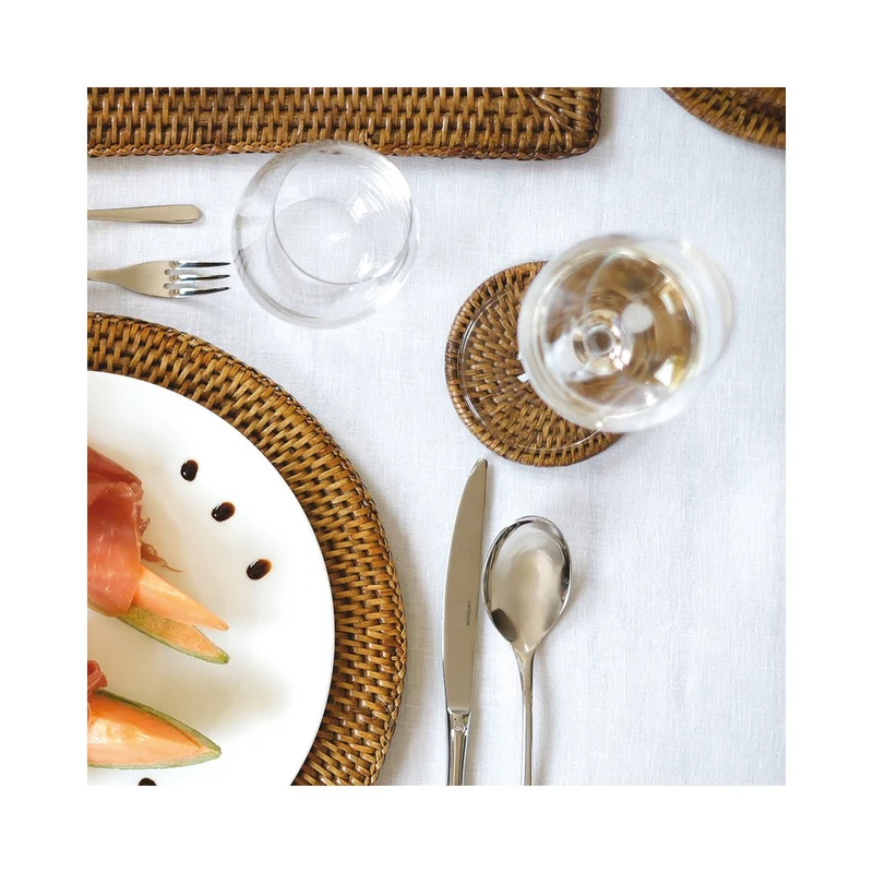 12 cm - Radici Sottobicchiere Rotondo In Rattan