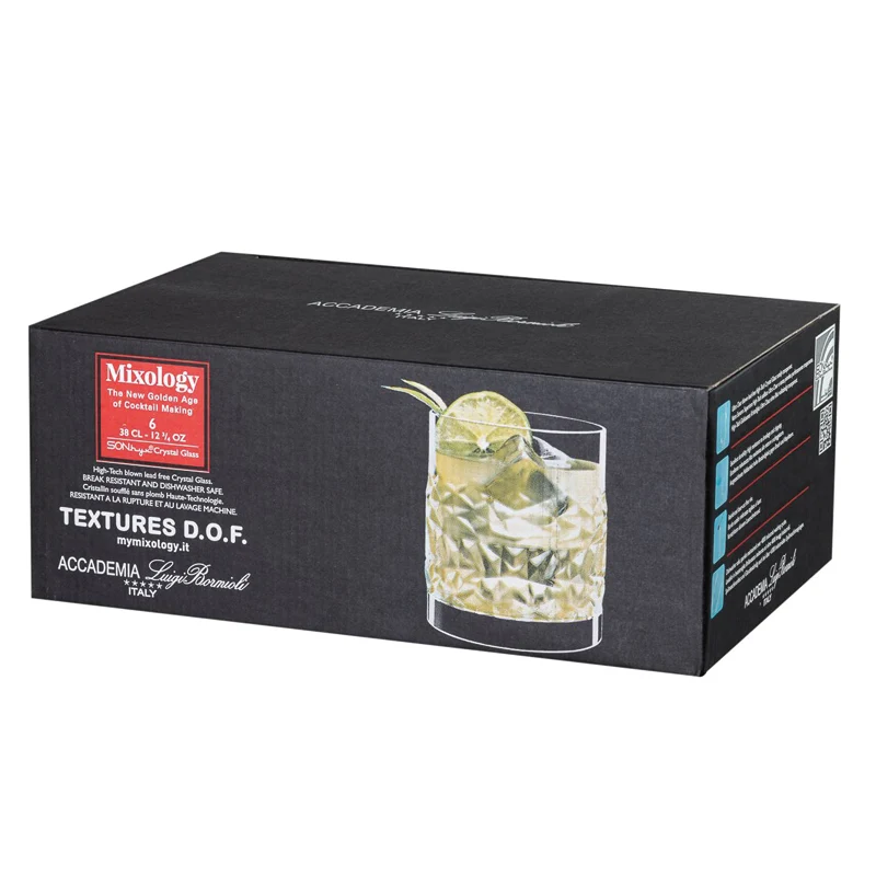 38 cl - Mixology Bicchiere Whisky in Vetro - Set 6 Pezzi