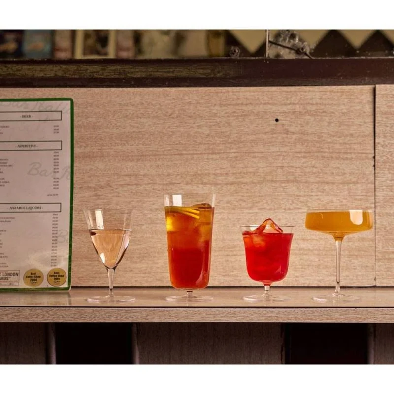 18 cl - Roxy Bar Saucer Calice Cocktail Soffiato a Bocca In Vetro - Set 6 Pz