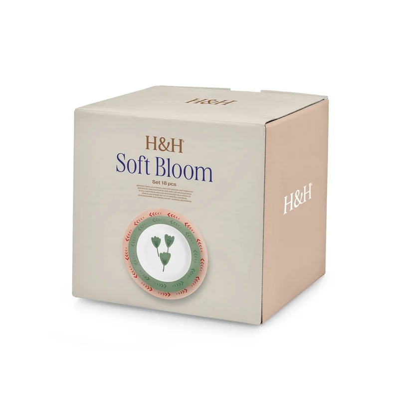 Soft Bloom Servizio Piatti In Stoneware - Set 18 Pz