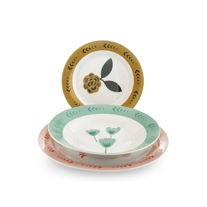 Soft Bloom Servizio Piatti In Stoneware - Set 18 Pz
