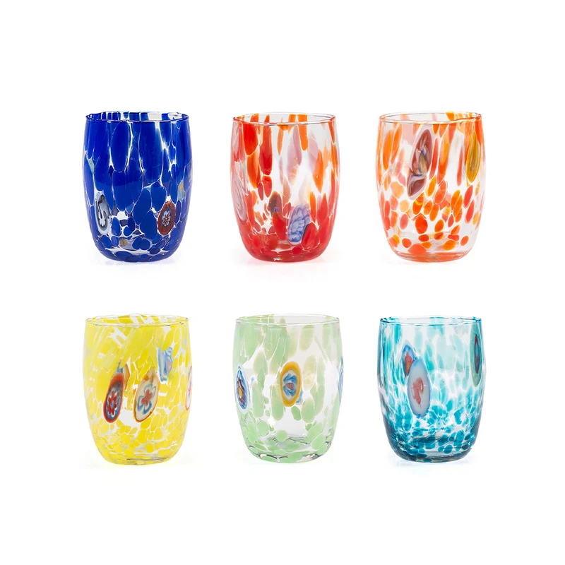 38 cl - Veneziano Bombato Bicchiere Acqua In Vetro - Set 6 Pz