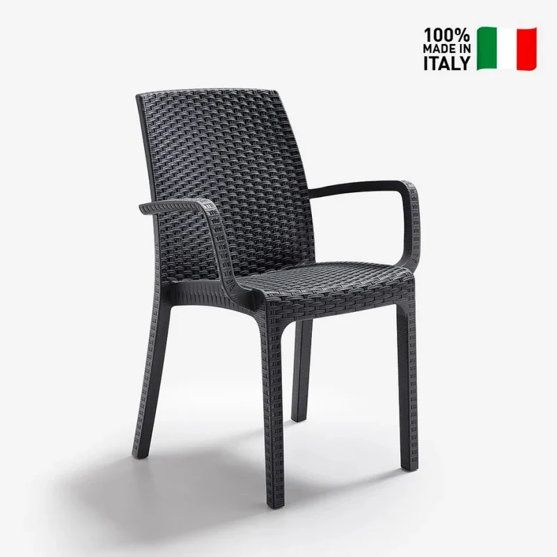 Verona Rattan Sedia da Esterno Con Braccioli Impilabile In Polipropilene