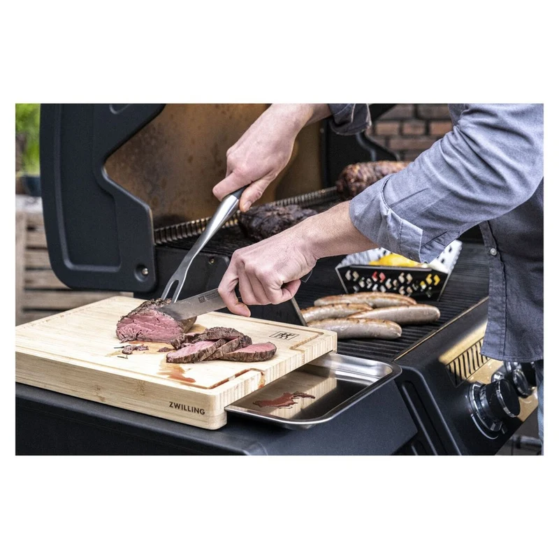 39 cm - BBQ+ Tagliere Con Vassoio In Acciaio Inox