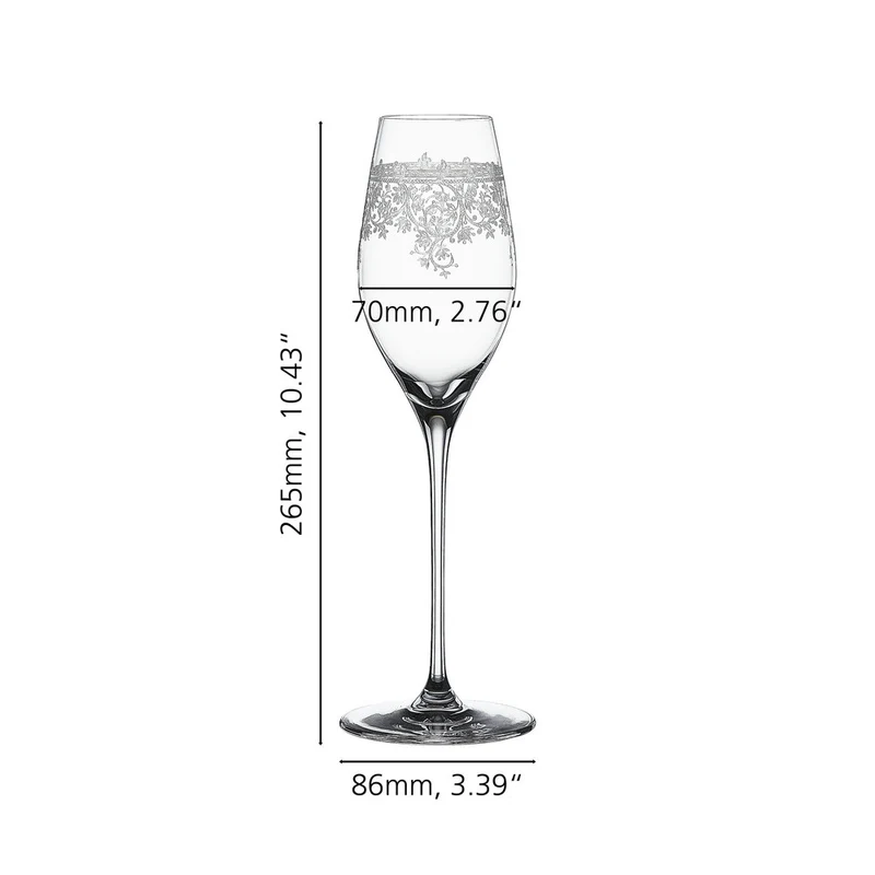 30 cl - Arabesque Calice Flute Champagne In Vetro Cristallino - Set 2 Pz