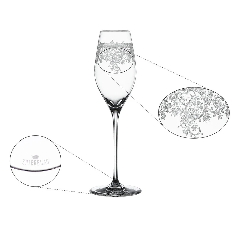 30 cl - Arabesque Calice Flute Champagne In Vetro Cristallino - Set 2 Pz