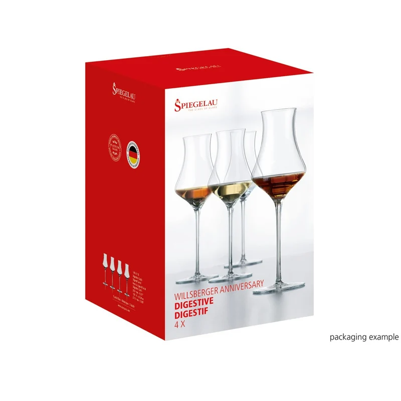 19 cl - Willsberger Anniversary Calice Liquore Digestivo In Vetro Cristallino - Set 4 Pz