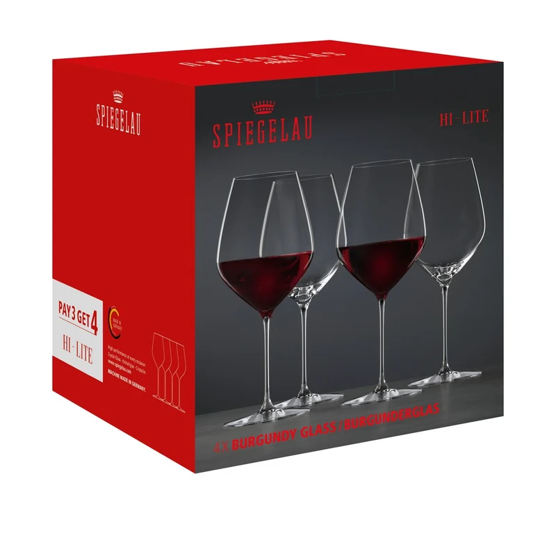 73.4 cl - Hi-Lite Calice Vino Burgundy In Vetro - Set 4 Pz