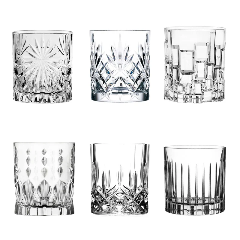 Mosaic Bicchieri Acqua Intagliati Assortiti In Vetro - Set 6 Pz
