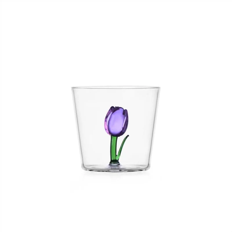 30 cl - Botanica Tulipano Bicchiere Acqua Tumbler In Vetro Borosilicato