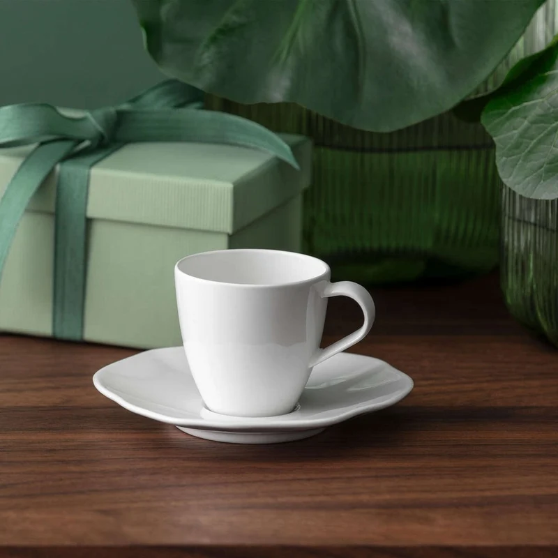 11.6 cm - Pura Piattino Tazza Caffè In Porcellana Premium - Set 6 Pz