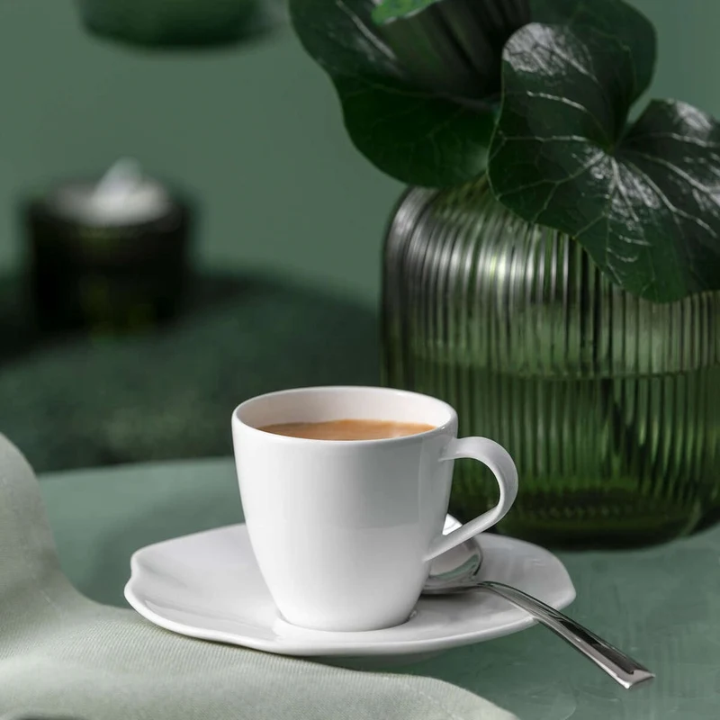 11.6 cm - Pura Piattino Tazza Caffè In Porcellana Premium - Set 6 Pz