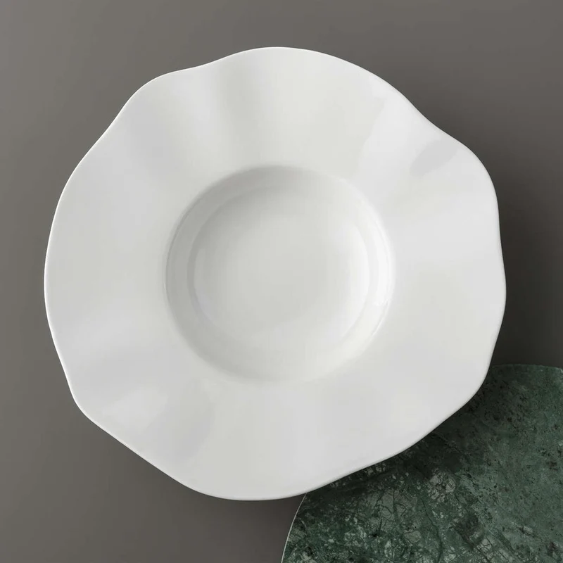 28.5x28.8 cm - Pura Piatto Fondo In Porcellana Premium - Set 4 Pz