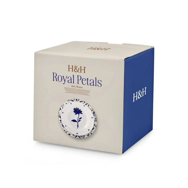 Royal Petals Servizio Piatti In Porcellana - Set 18 Pz