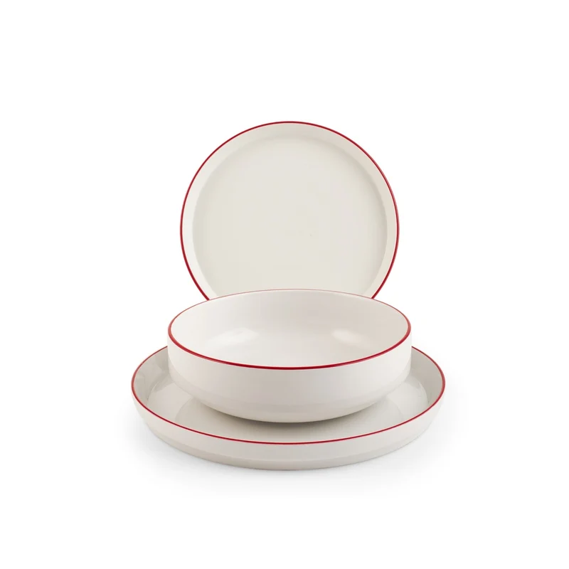 Essence Red Servizio Piatti In Porcellana - Set 12 Pz