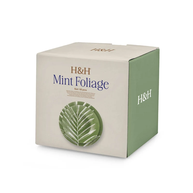 Mint Foliage Servizio Piatti In Porcellana - Set 18 Pz
