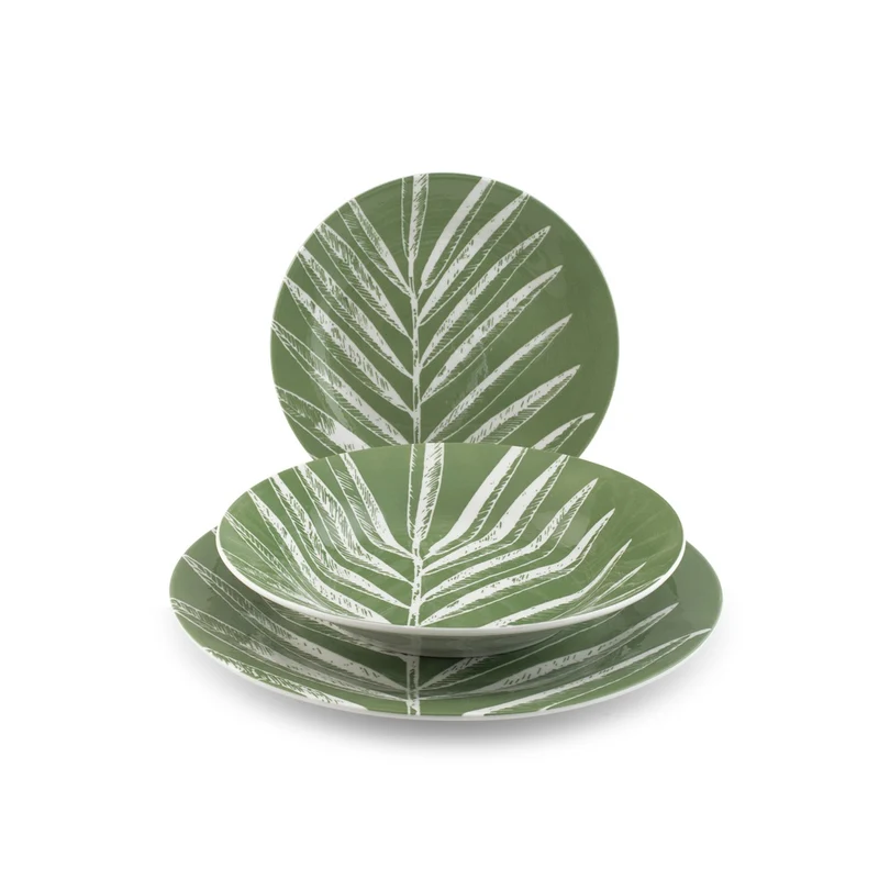 Mint Foliage Servizio Piatti In Porcellana - Set 18 Pz