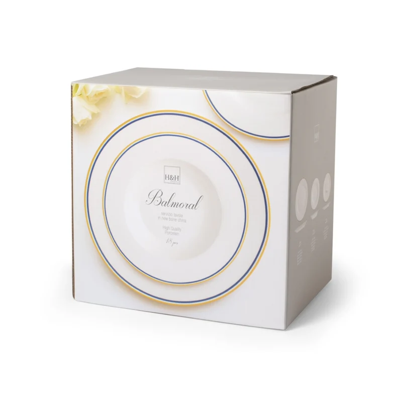 Balmoral Servizio Piatti In New Bone China - Set 18 Pz