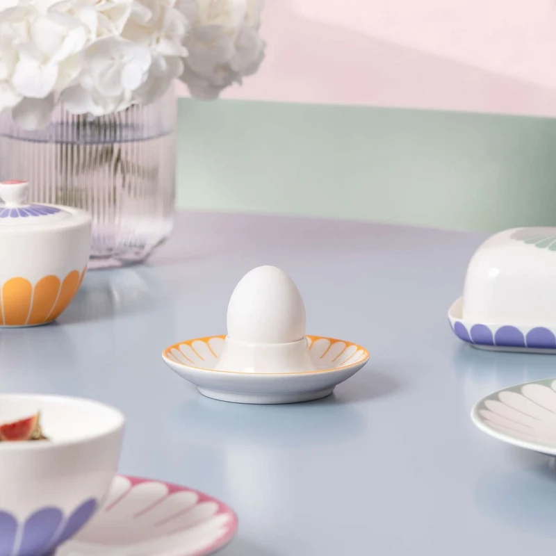11.6 cm - Fleur Portauovo In Porcellana Premium - Set 4 Pz