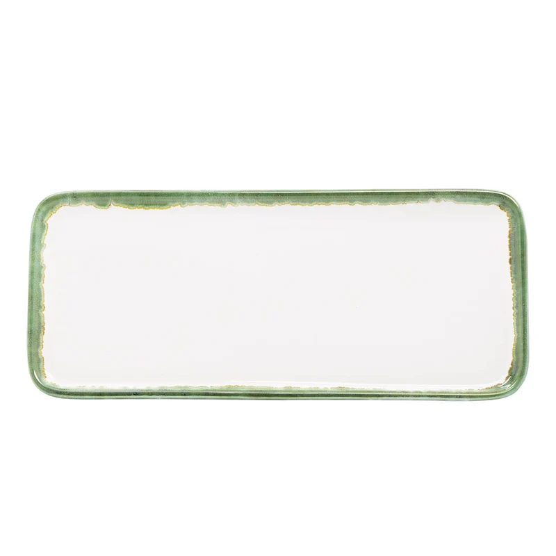 26.5x11.5 cm - Petit Vassoio Rettangolare Fatto a Mano In Ceramica - Set 2 Pz