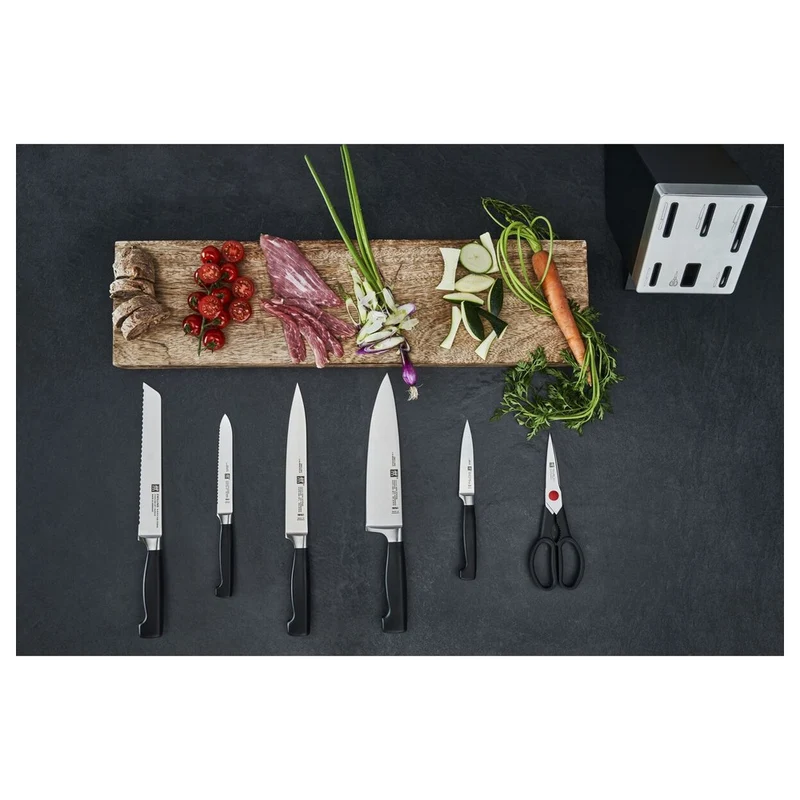 4 Stars Set Coltelli Con Ceppo In Frassino - Set 7 Pz