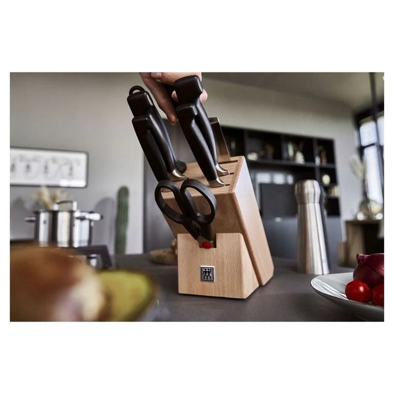 4 Stars Set Coltelli Con Ceppo In Acciaio Inox - Set 8 Pz
