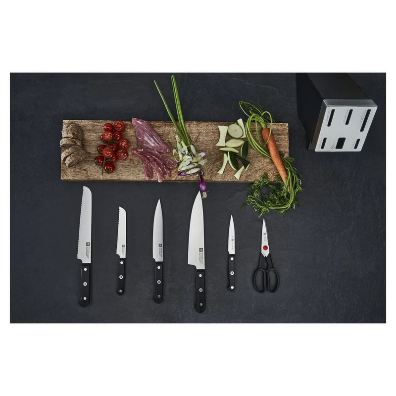 Gourmet Set Coltelli Con Ceppo In Acciaio Inox - Set 7 Pz