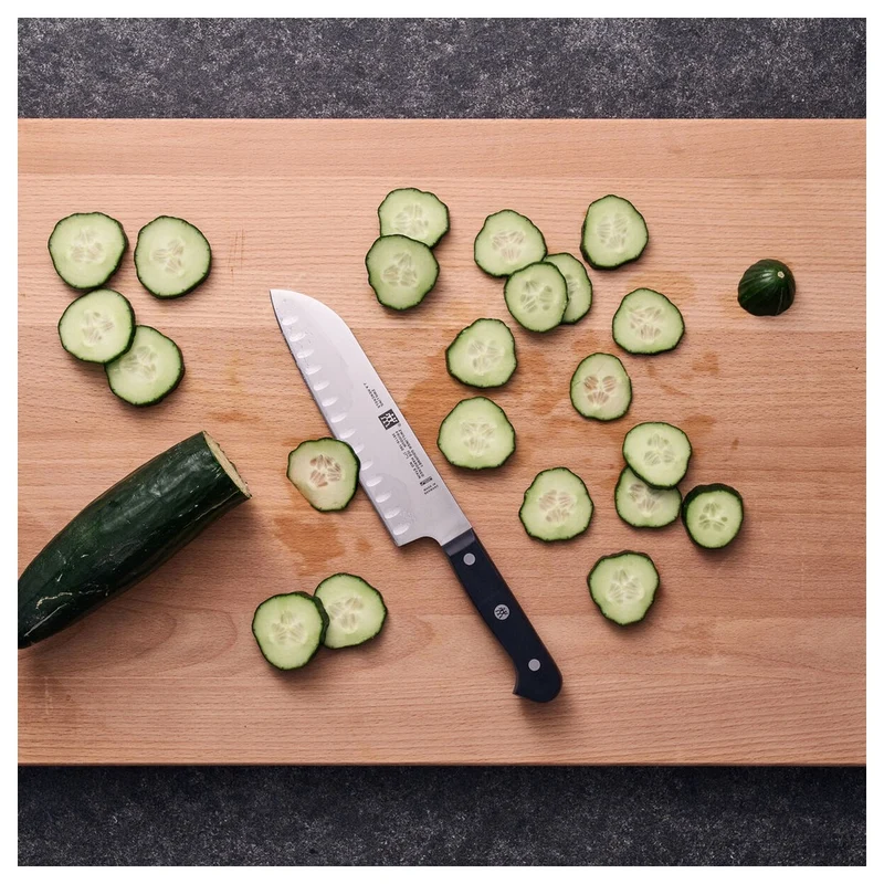 18 cm - Gourmet Coltello Santoku Alveolato In Acciaio Inox