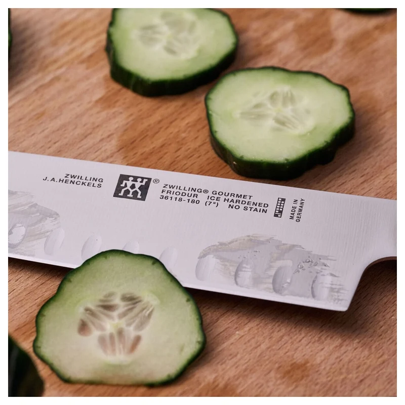 18 cm - Gourmet Coltello Santoku Alveolato In Acciaio Inox