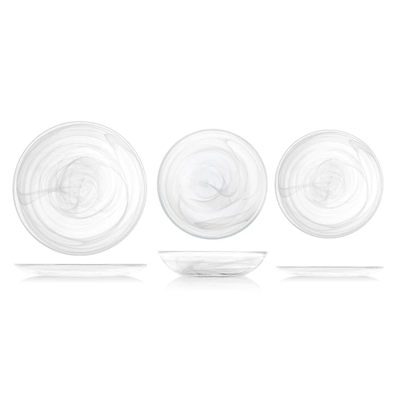 21 cm - Alabastro Piatto Frutta In Vetro - Set 6 Pz