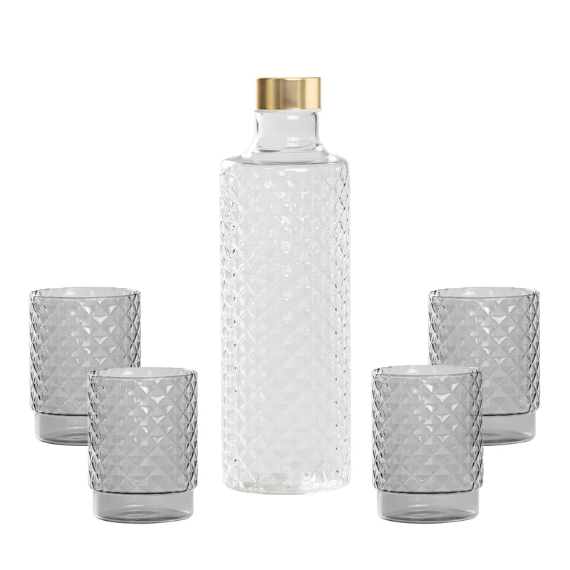 Isolano Set Bicchieri e Bottiglia In Vetro Borosilicato - Set 5 Pz