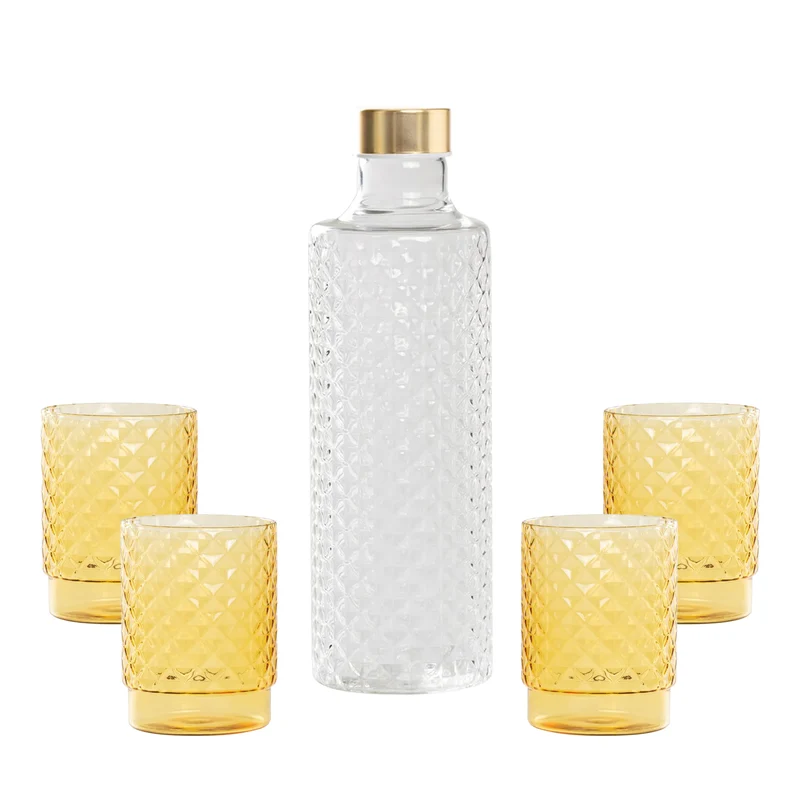Isolano Set Bicchieri e Bottiglia In Vetro Borosilicato - Set 5 Pz