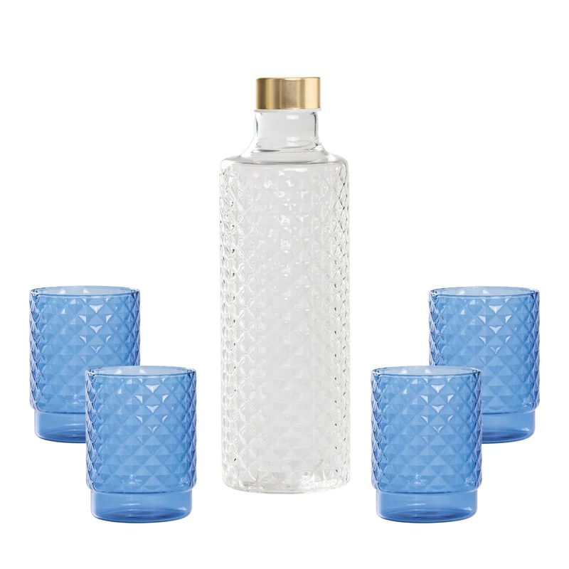 Isolano Set Bicchieri e Bottiglia In Vetro Borosilicato - Set 5 Pz