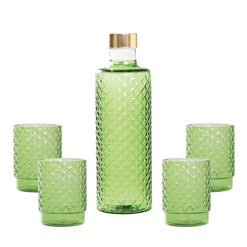 Isolano Set Bicchieri e Bottiglia In Vetro Borosilicato - Set 5 Pz