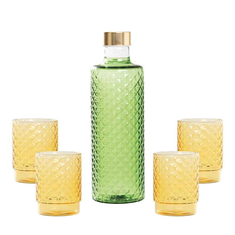 Isolano Set Bicchieri e Bottiglia In Vetro Borosilicato - Set 5 Pz