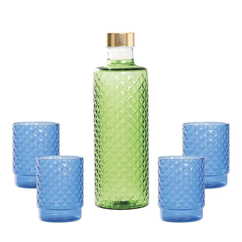 Isolano Set Bicchieri e Bottiglia In Vetro Borosilicato - Set 5 Pz