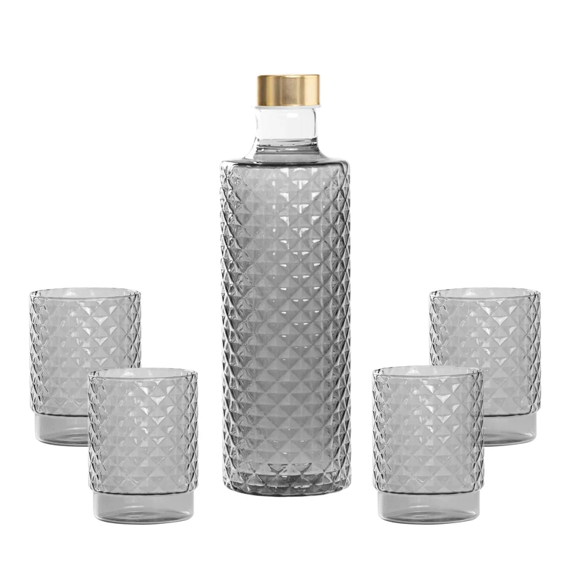 Isolano Set Bicchieri e Bottiglia In Vetro Borosilicato - Set 5 Pz