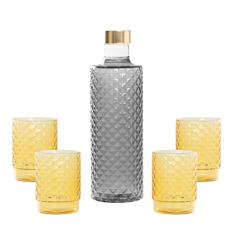 Isolano Set Bicchieri e Bottiglia In Vetro Borosilicato - Set 5 Pz