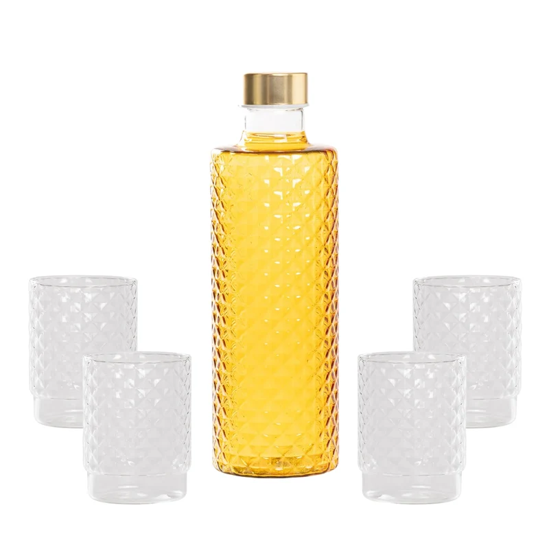 Isolano Set Bicchieri e Bottiglia In Vetro Borosilicato - Set 5 Pz