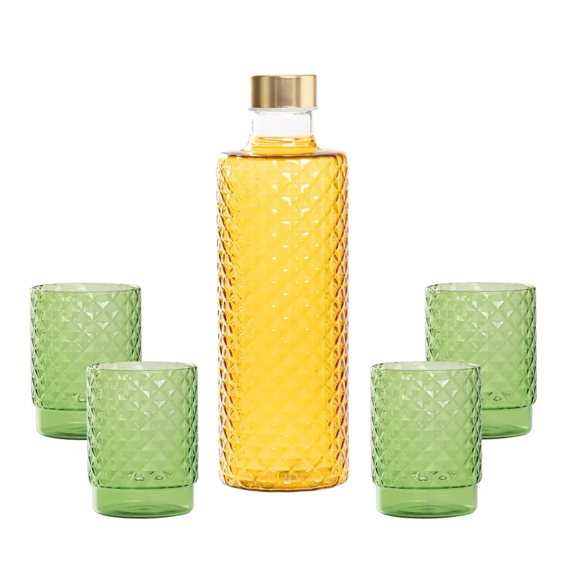 Isolano Set Bicchieri e Bottiglia In Vetro Borosilicato - Set 5 Pz