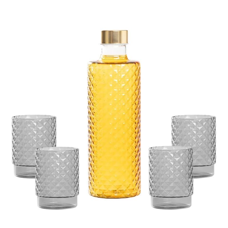 Isolano Set Bicchieri e Bottiglia In Vetro Borosilicato - Set 5 Pz