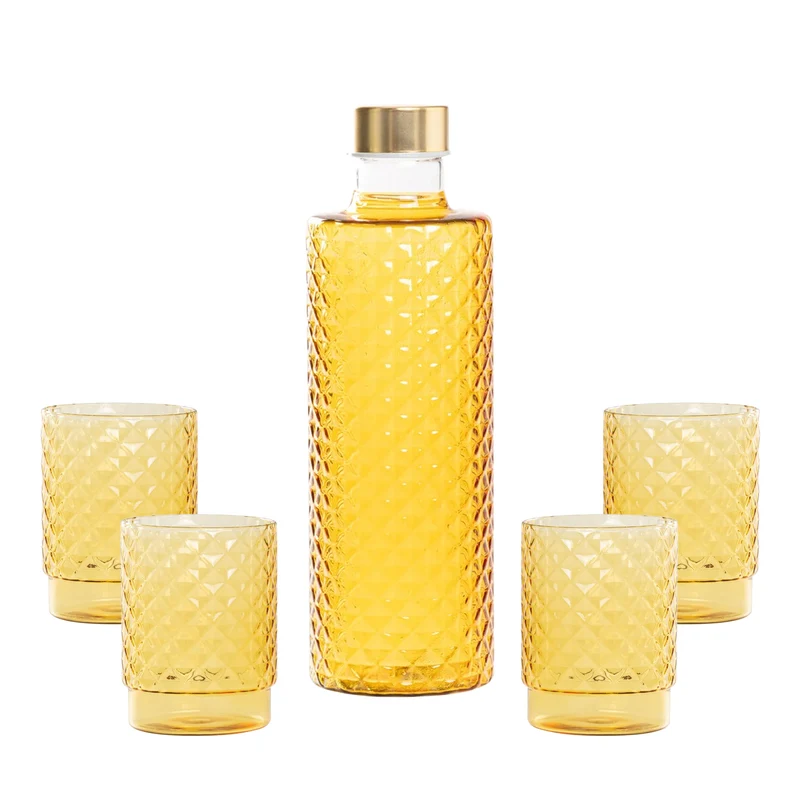 Isolano Set Bicchieri e Bottiglia In Vetro Borosilicato - Set 5 Pz