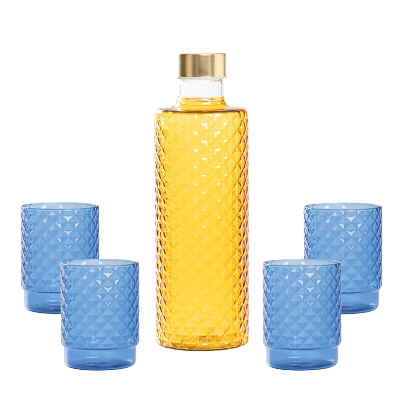 Isolano Set Bicchieri e Bottiglia In Vetro Borosilicato - Set 5 Pz