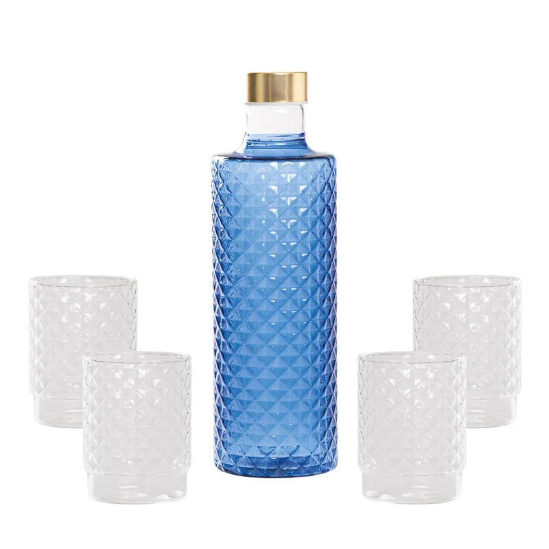 Isolano Set Bicchieri e Bottiglia In Vetro Borosilicato - Set 5 Pz