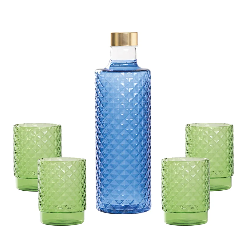 Isolano Set Bicchieri e Bottiglia In Vetro Borosilicato - Set 5 Pz