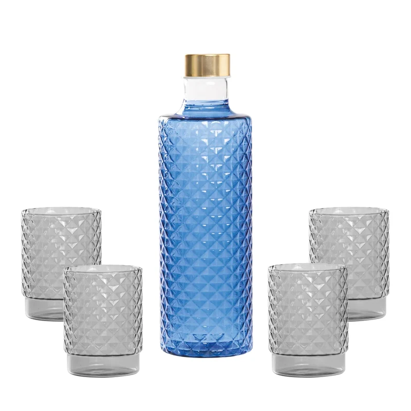 Isolano Set Bicchieri e Bottiglia In Vetro Borosilicato - Set 5 Pz